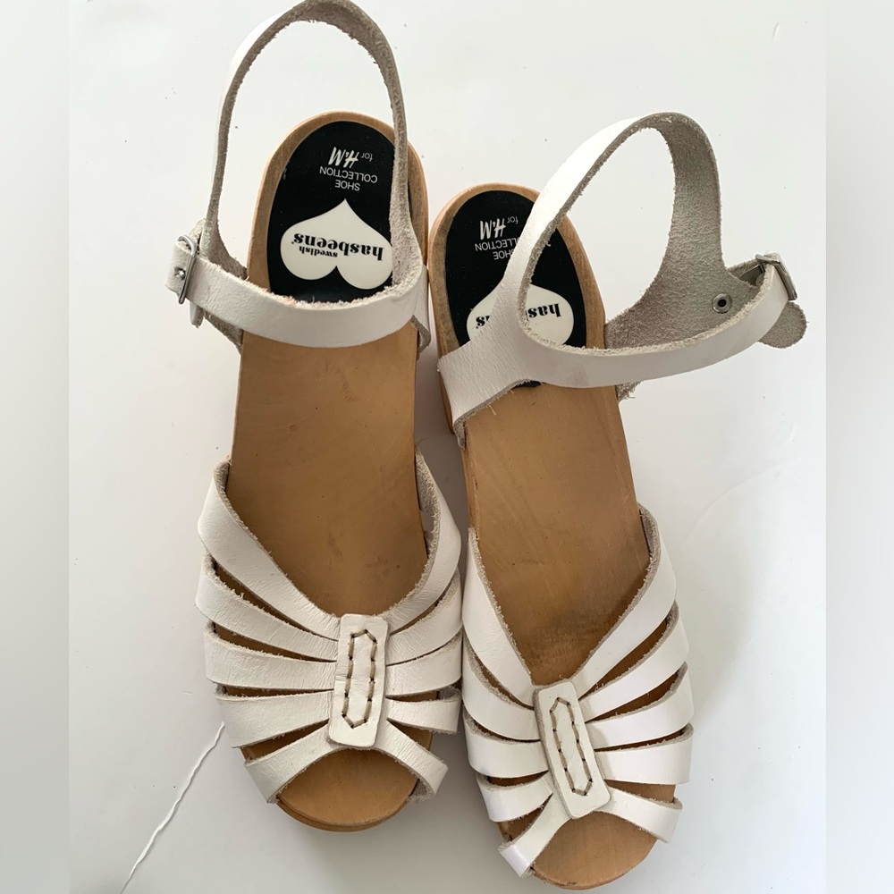 H&M Swedish Hasbeens sandals, white leather, size 8, worn once for photoshoot